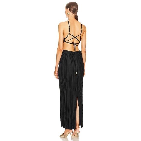 Cult Gaia Mitra Sleeveless Halter Gown in Black Small - Picture 3 of 11